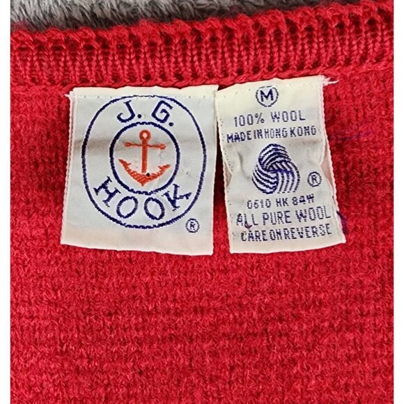 JG Hook Sweater Womens Medium Red Wool Button Up Long Sleeve Vintage Cardigan - Picture 4 of 12